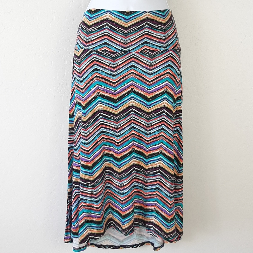 🌵 LULAROE Black Turquoise Boho Rayon Maxi Skirt L